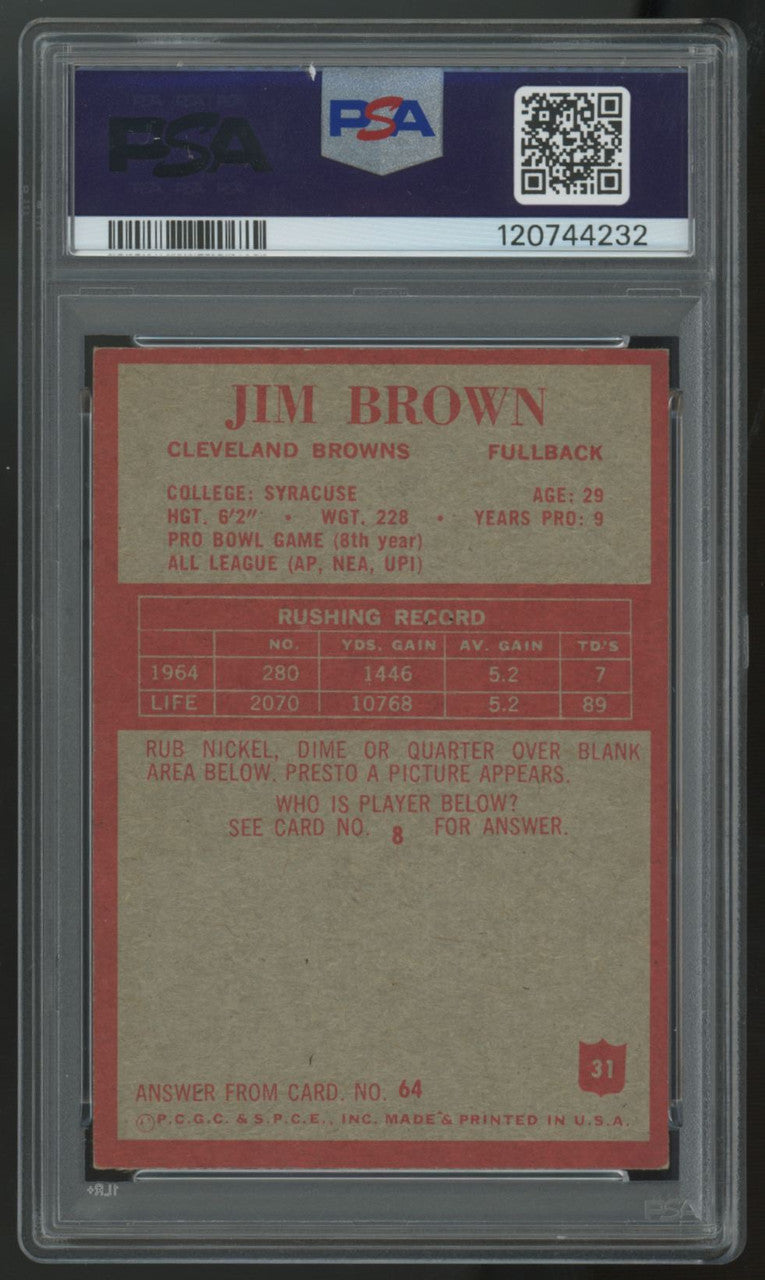 1965 Philadelphia Jim Brown #31 PSA 5
