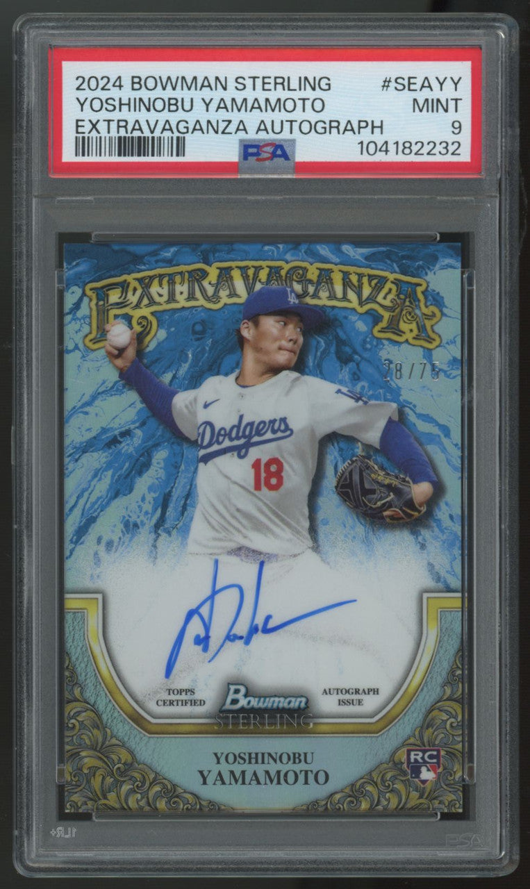 2024 Bowman Sterling Yoshinobu Yamamoto RC Extravaganza Auto /75 #SEA-YY PSA 9