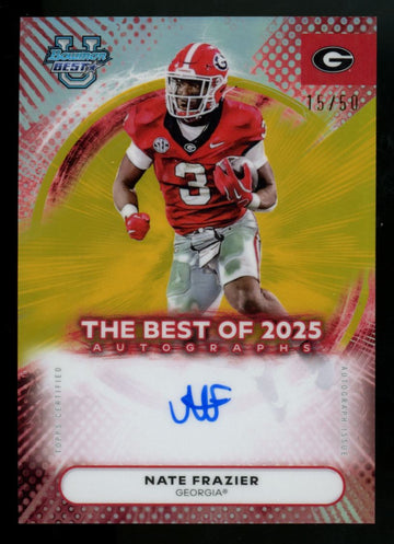 2025 Bowman's Best University Nate Frazier Gold Best Of '25 Auto /50 #BOA-NFR