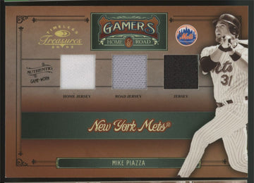 2005 Donruss Baseball Mike Piazza Gamers Home & Road Triple Patch /25 #G-49
