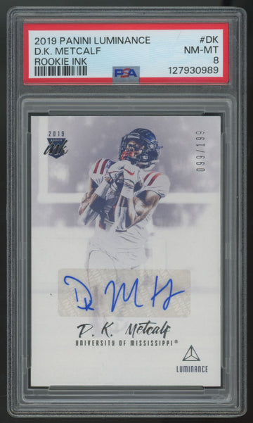 2019 Panini Luminance D.K. Metcalf RC Rookie Ink Auto /199 #RI-DK PSA 8