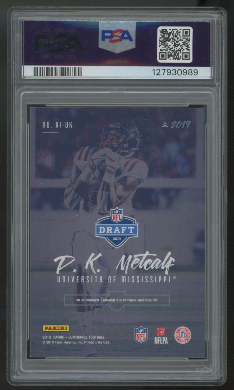 2019 Panini Luminance D.K. Metcalf RC Rookie Ink Auto /199 #RI-DK PSA 8