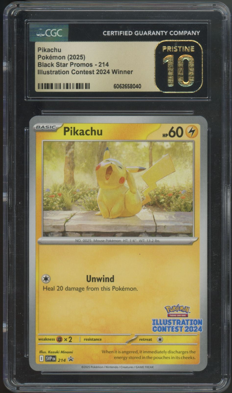 2025 Pokemon Pikachu Illustration Contest 2024 Winner Promo #214 CGC Pristine 10