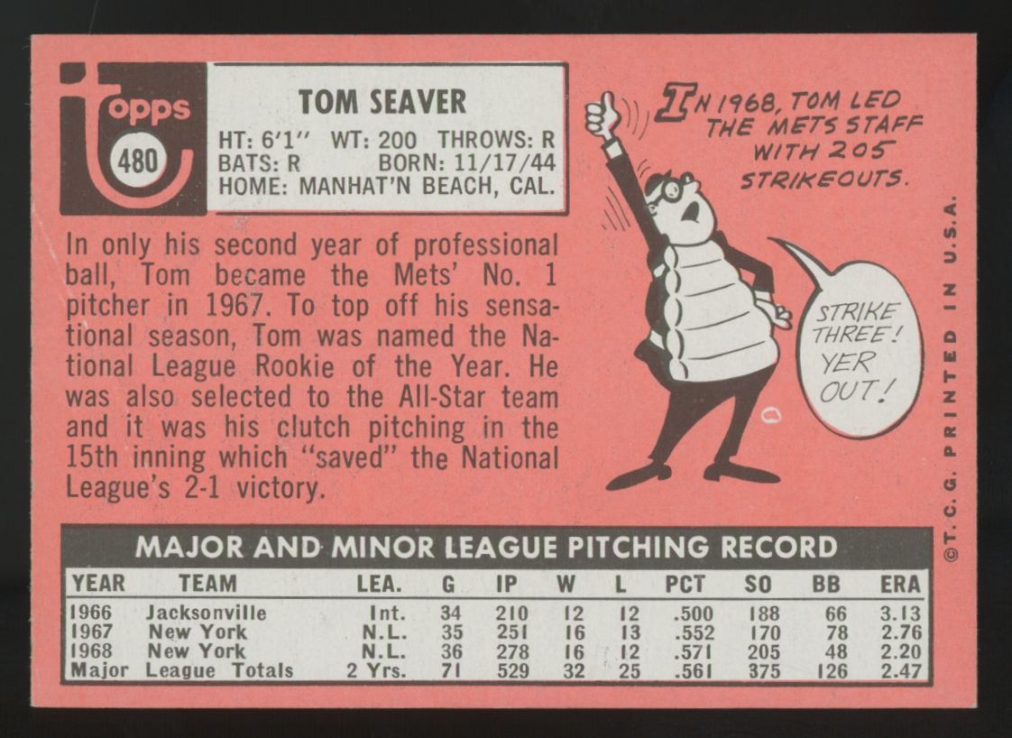 1969 Topps Tom Seaver #480 EX+ "A"