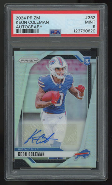 2024 Panini Prizm Keon Coleman RC Silver Auto #362 PSA 9