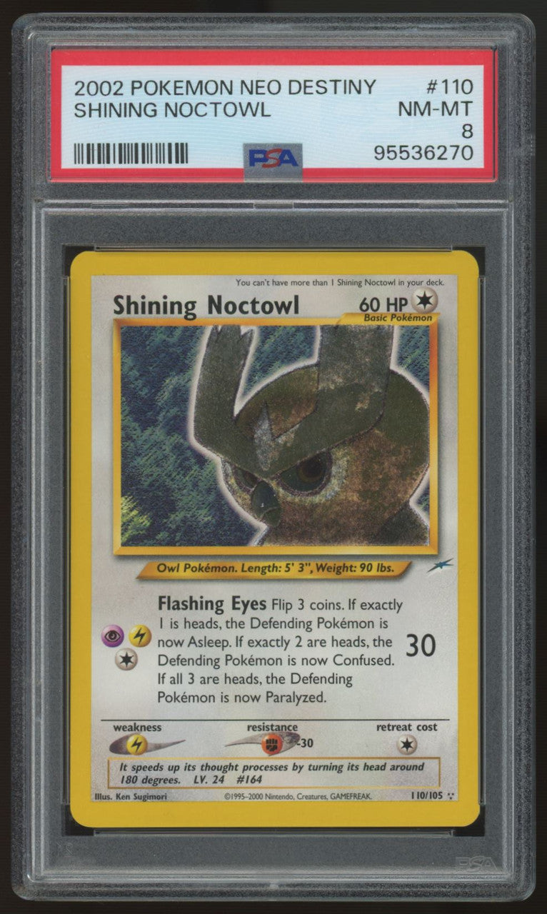 2002 Pokemon Shining Noctowl Neo Destiny #110 PSA 8