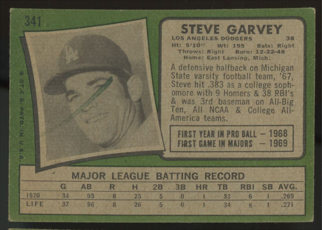 1971 Topps Steve Garvey RC #341 VG (Marked)