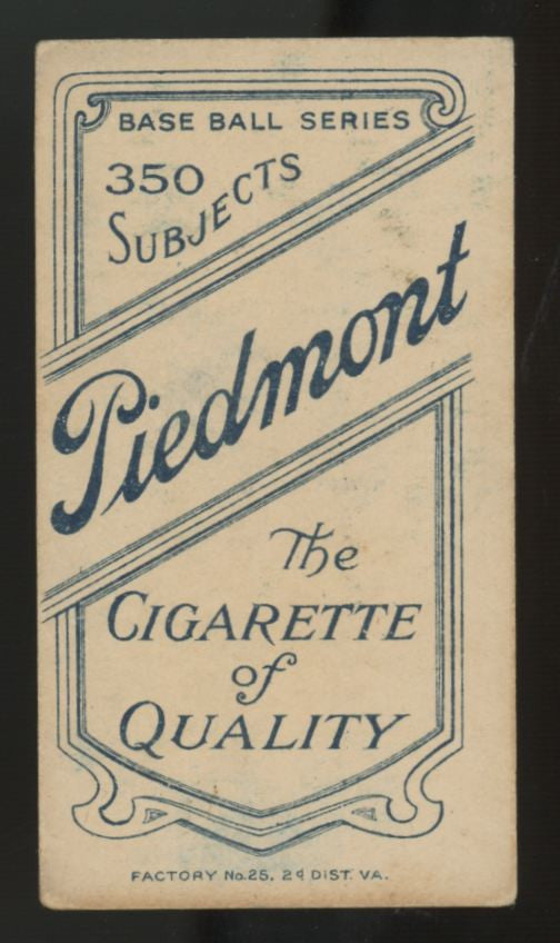 1909-11 T206 Emil Batch Piedmont Back VG