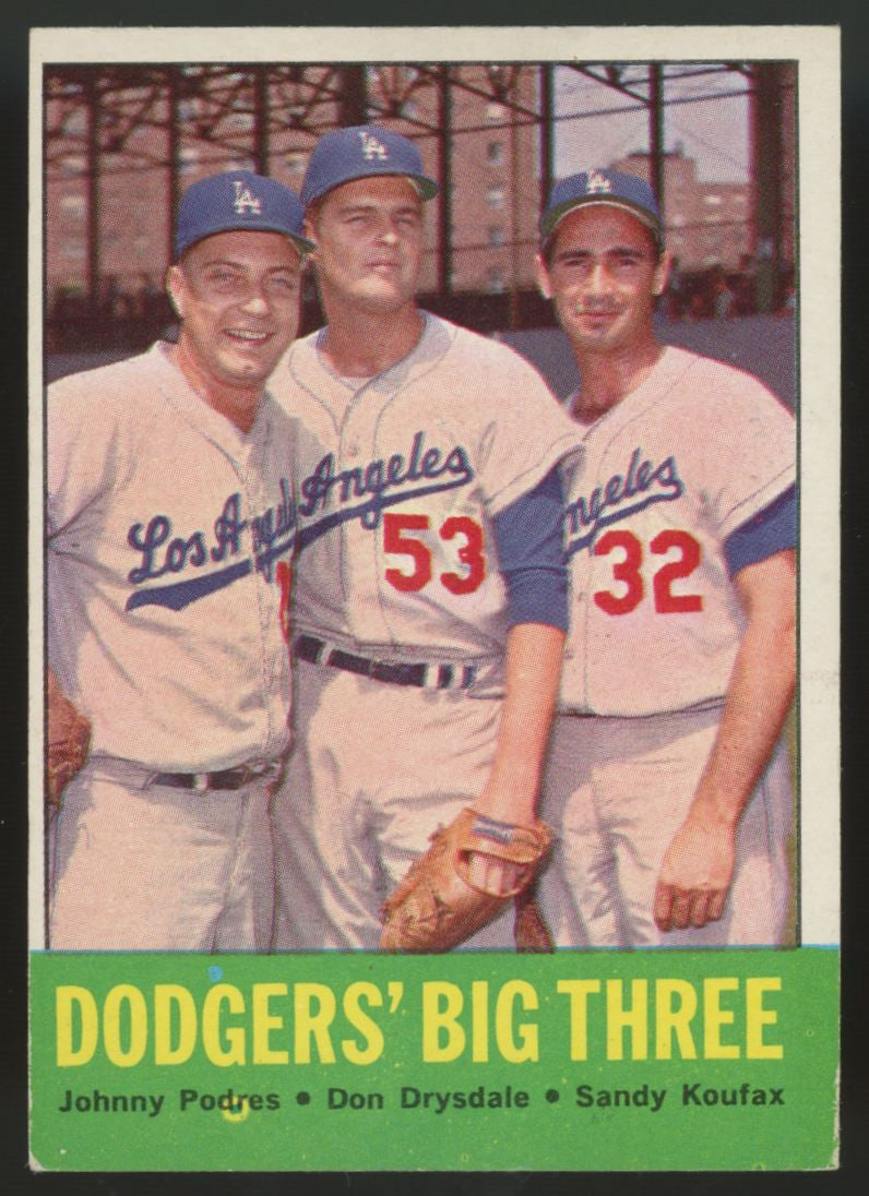 1963 Topps Podres/Drysdale/Koufax Dodgers' Big Three #412 VG/EX