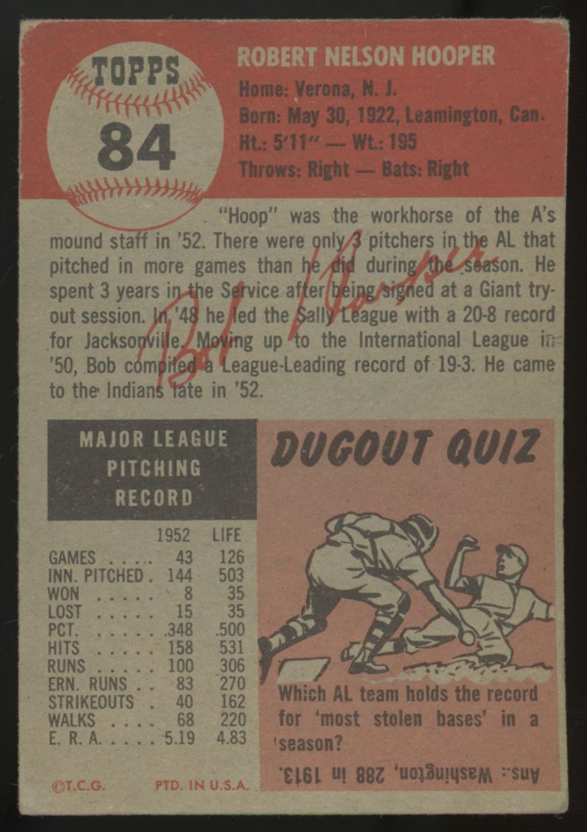 1953 Topps Bob Hooper #84 Good