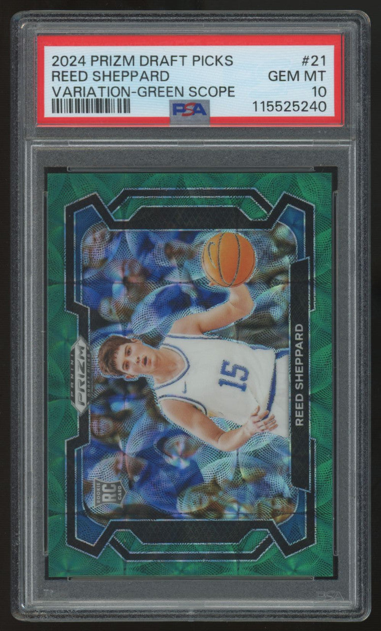 2024 Panini Prizm Draft Reed Sheppard RC Green Scope Variation /8 #21 PSA 10