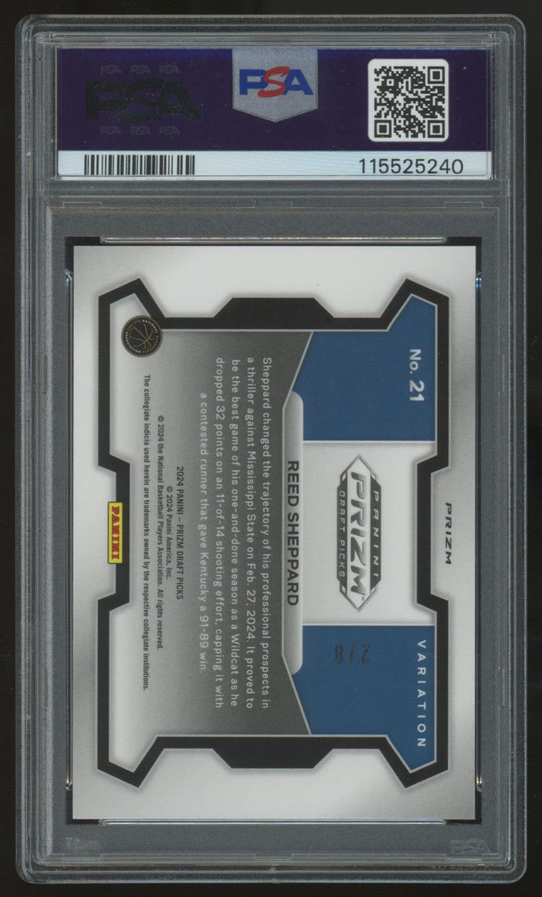 2024 Panini Prizm Draft Reed Sheppard RC Green Scope Variation /8 #21 PSA 10