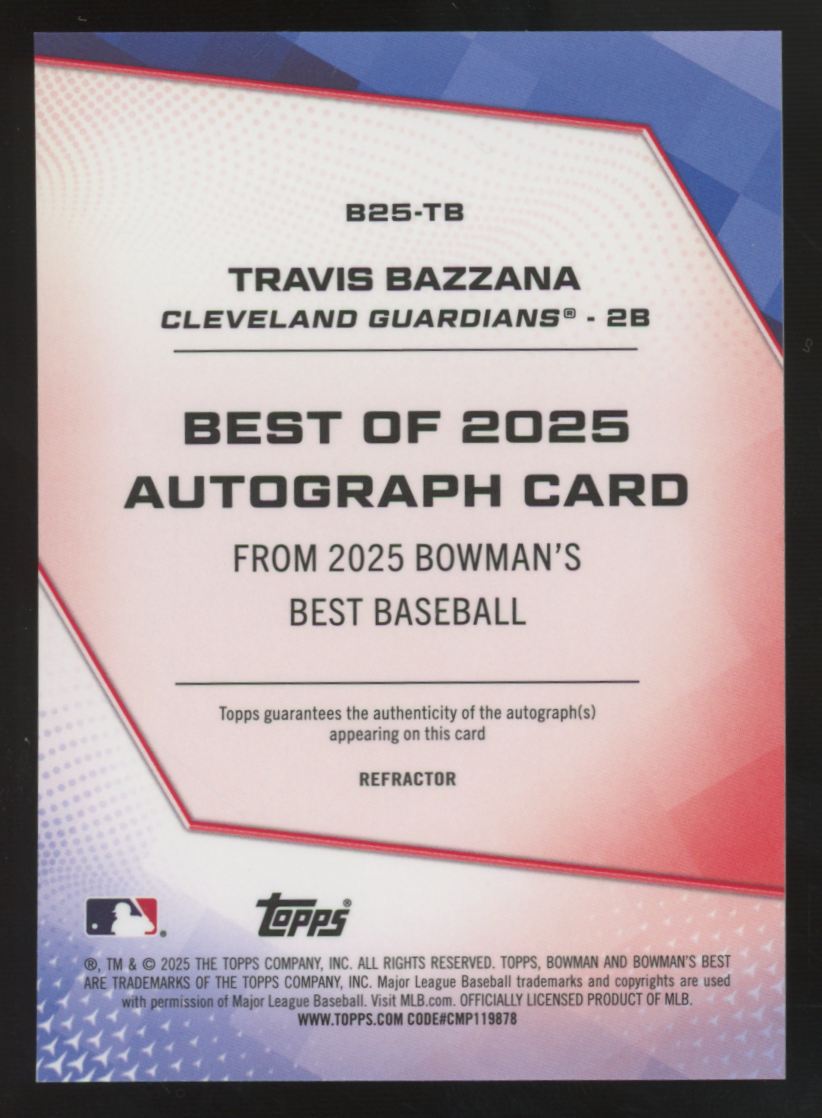 2025 Bowman's Best Travis Bazzana Best Of '25 Auto #B25-TB