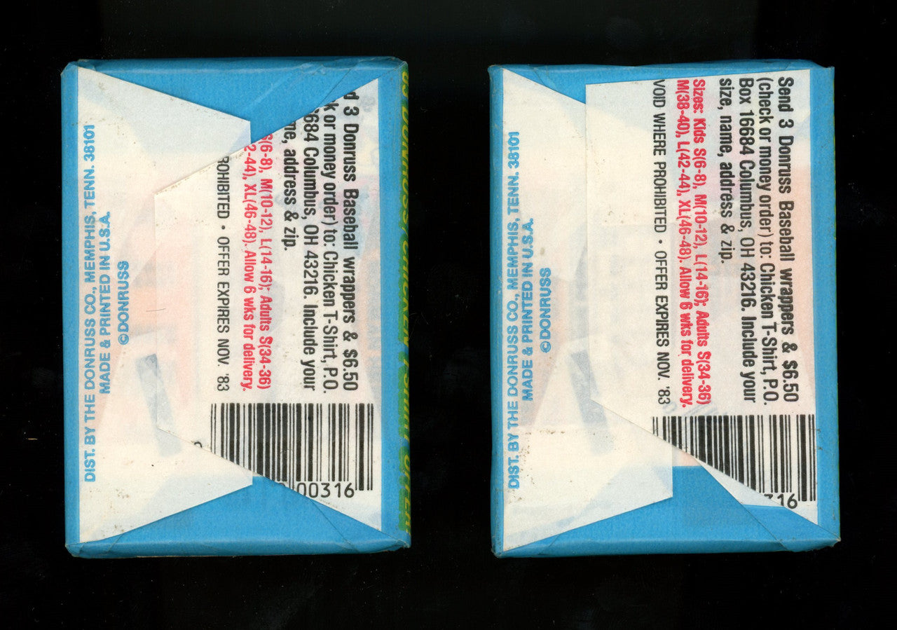 1983 Donruss Baseball Sealed Wax Pack Lot of 2 Packs