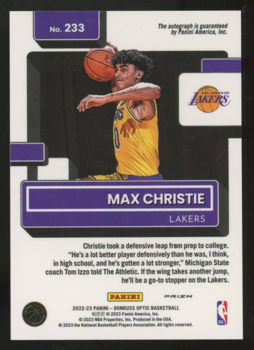 2022-23 Donruss Optic Max Christie Rated Rookie Purple Auto #233