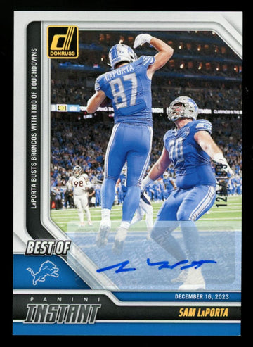 2024 Panini Donruss Sam LaPorta Best Of Instant Auto /199 #24