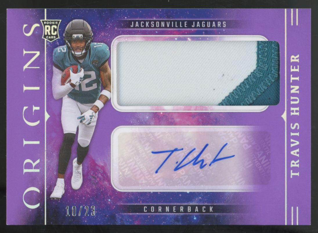2025 Panini Origins Travis Hunter RC Purple Jumbo Patch Auto RPA /23 #RJJ-THR