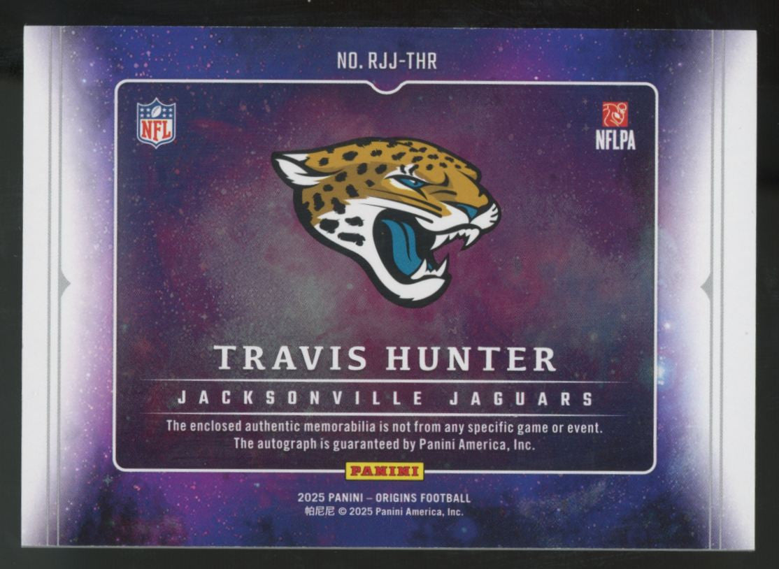 2025 Panini Origins Travis Hunter RC Purple Jumbo Patch Auto RPA /23 #RJJ-THR