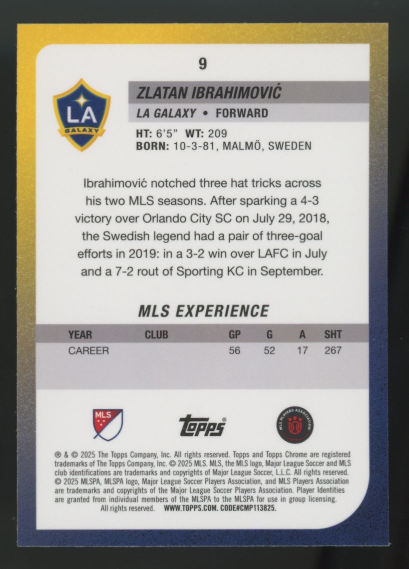 2025 Topps Chrome MLS Zlatan Ibrahimovic Red Lava #9