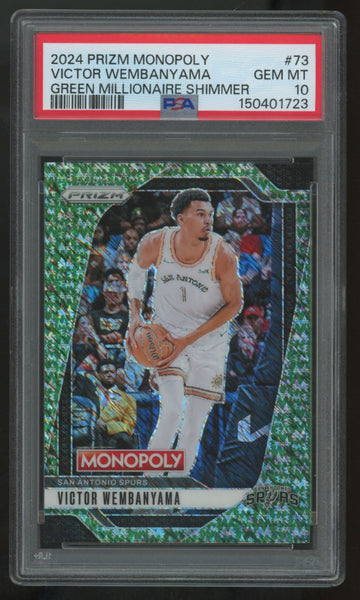 2024-25 Prizm Monopoly Victor Wembanyama Green Millionaire Shimmer /20 PSA 10