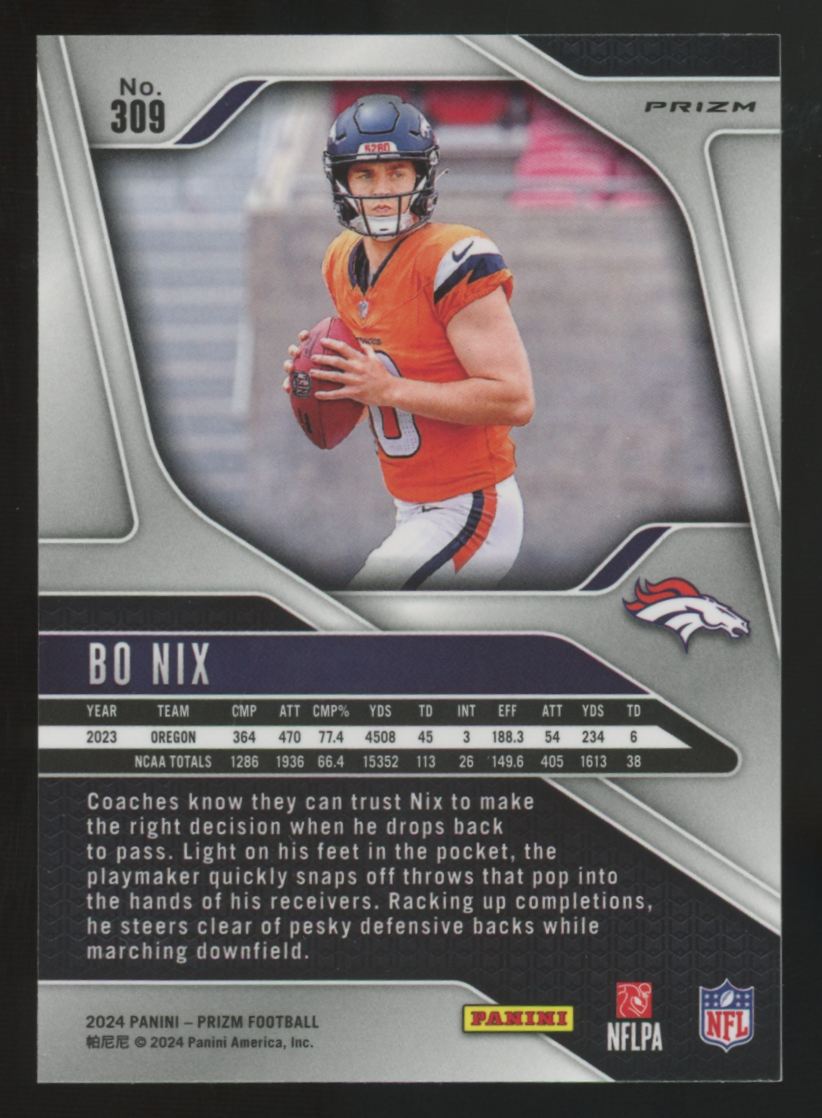 2024 Panini Prizm Bo Nix RC Silver #309