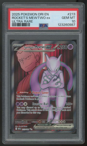 2025 Pokemon Rocket's Mewtwo ex Destined Rivals Ultra Rare #213 PSA 10 (B)