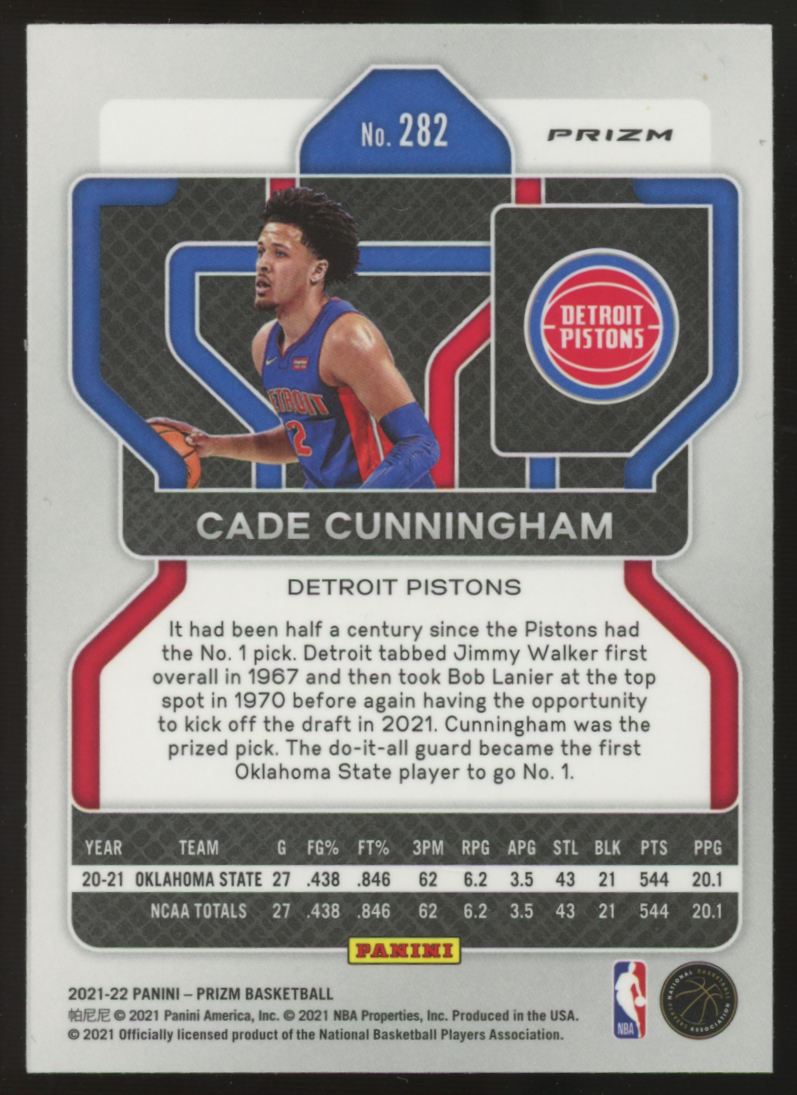 2021-22 Prizm Cade Cunningham RC Pink Cracked Ice #282