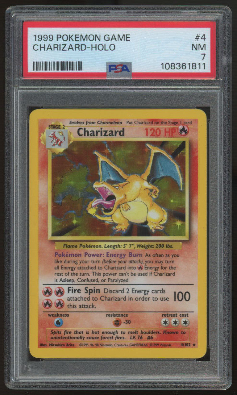 1999 Pokemon Charizard Base Set Unlimited Holo #4 PSA 7 (C)