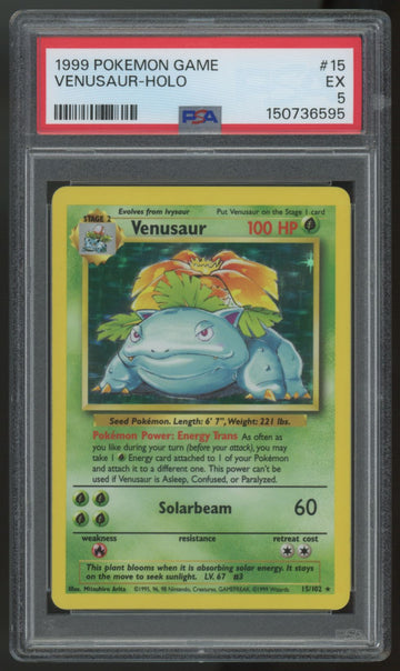 1999 Pokemon Venusaur Base Set Unlimited Holo #15 PSA 5