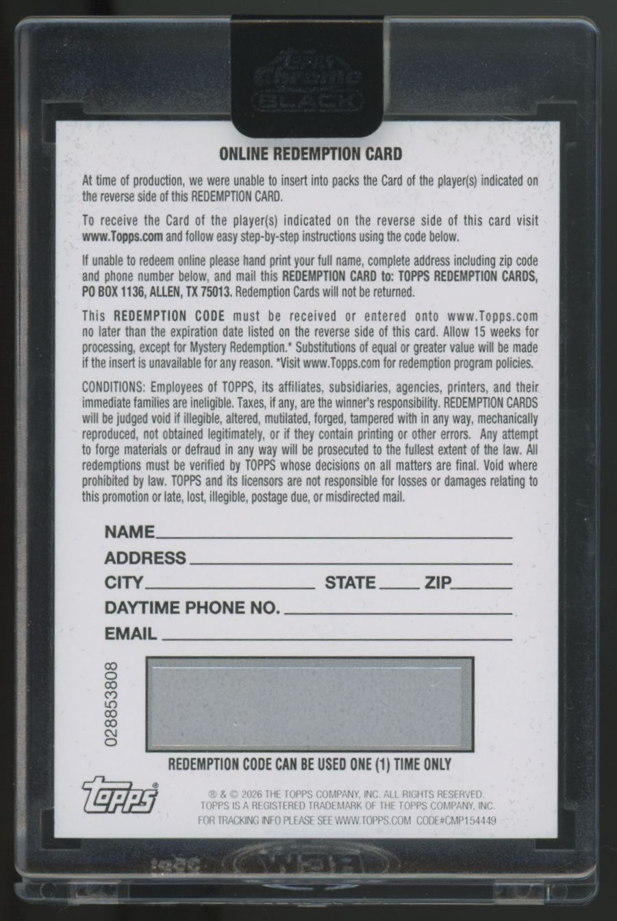2026 Topps Chrome Black Munetaka Murakami RC Green /99 Auto 1 Redemption #CBA-MU