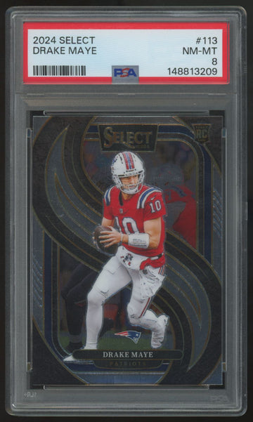 2024 Panini Select Drake Maye RC Premier Level #113 PSA 8