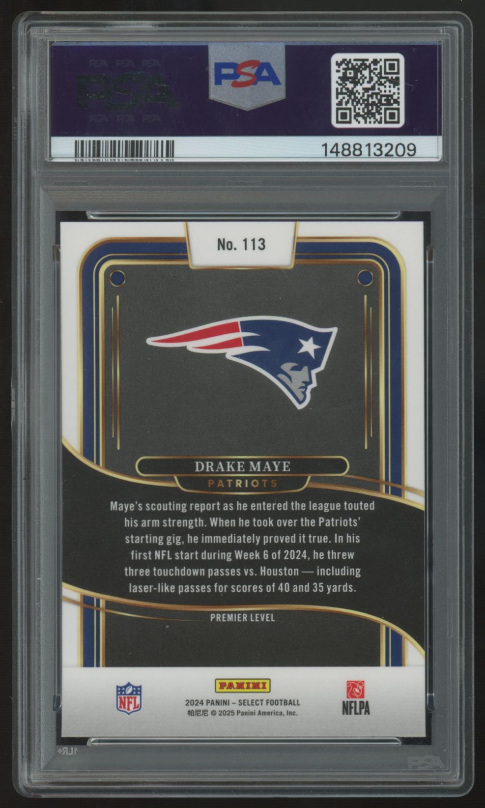2024 Panini Select Drake Maye RC Premier Level #113 PSA 8