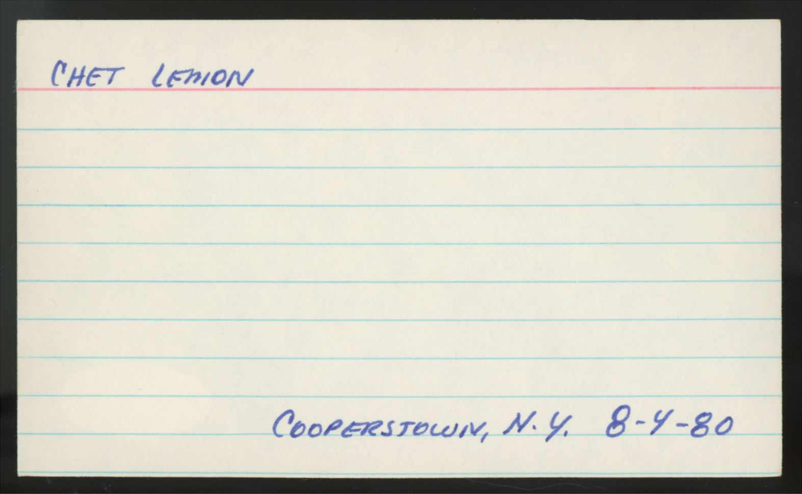 Chet Lemon Signed Autographed Index Card JSA Authentic *056