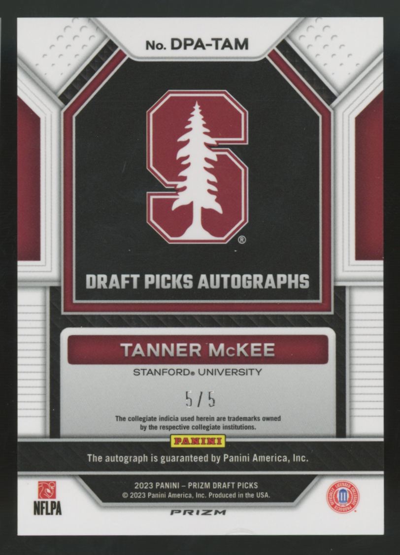 2023 Panini Prizm Draft Tanner McKee Orange Wave Auto /5 #DPA-TAM