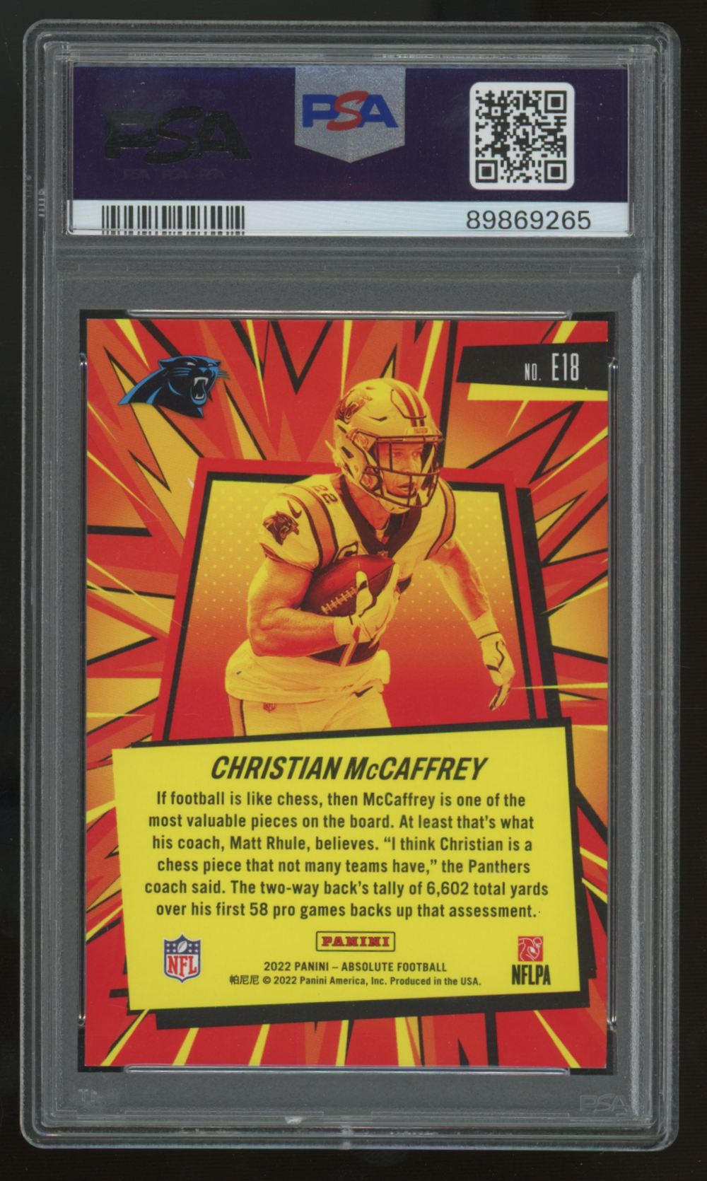 2022 Absolute Christian McCaffrey Explosive SSP #E18 PSA 10