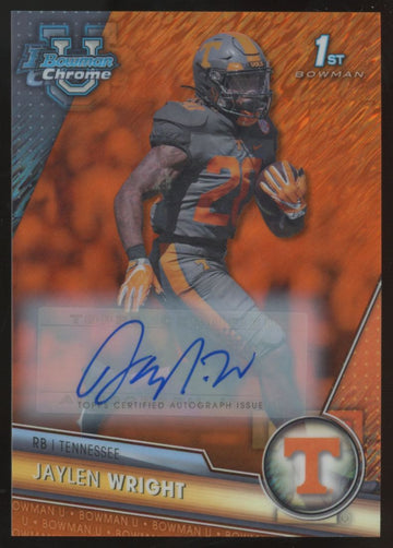 2023 Bowman Chrome U Jaylen Wright 1st Prospect Orange Shimmer Auto /25 #130