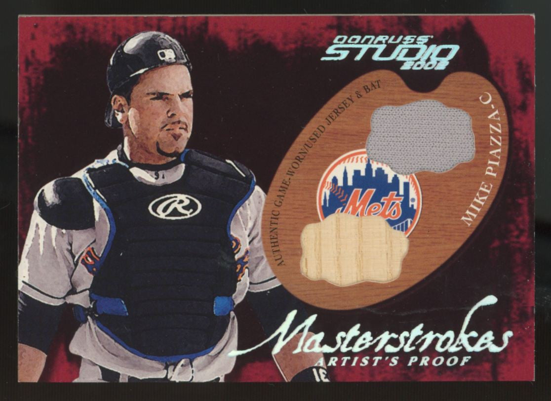 2002 Donruss Studio Mike Piazza Masterstrokes Artist's Proof Dual Patch /200