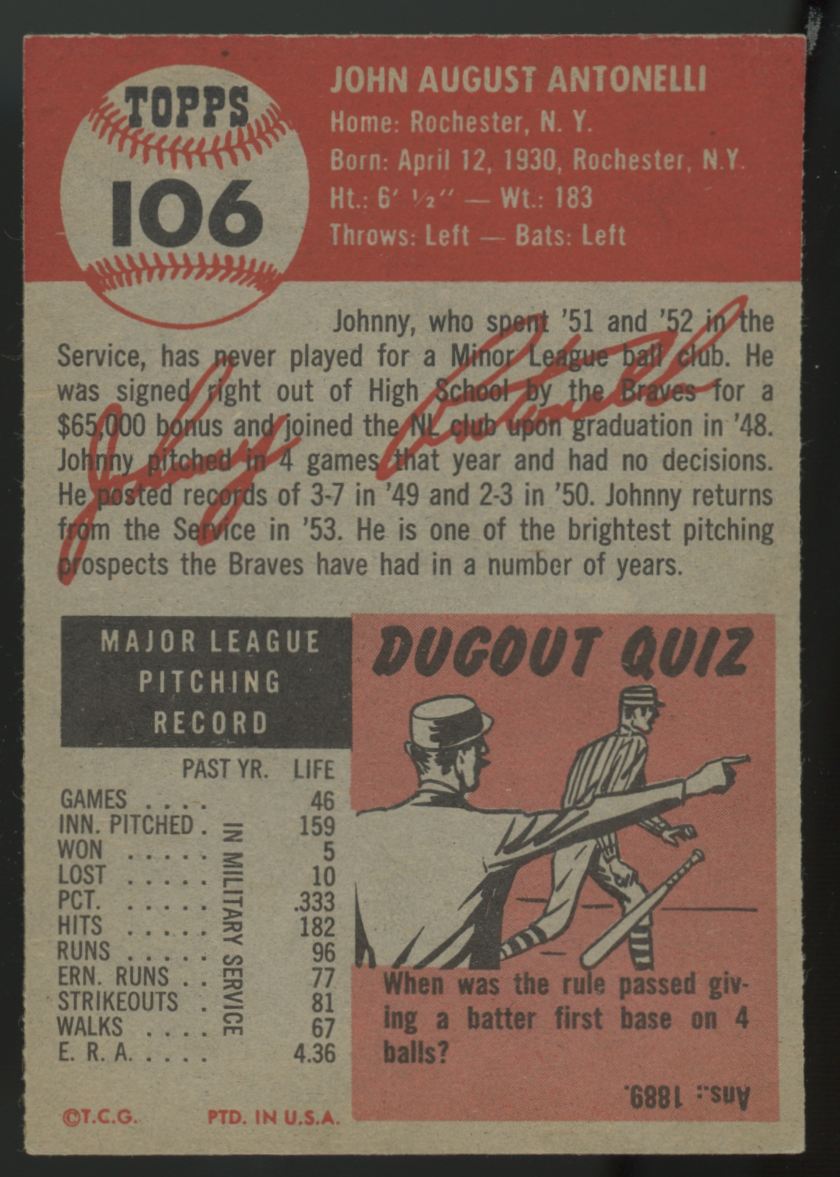 1953 Topps John Antonelli #106 EX