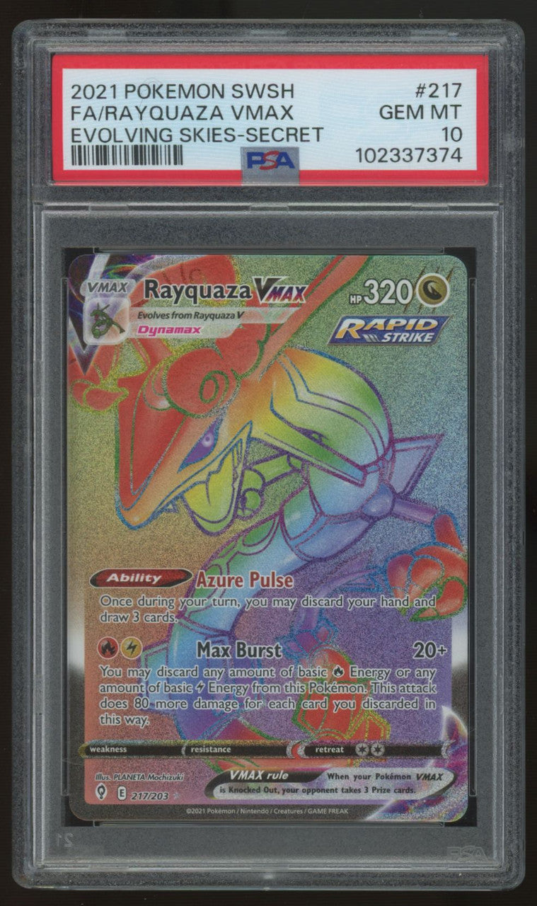 2021 Pokemon Rayquaza VMAX Evolving Skies Full Art Secret #217 PSA 10