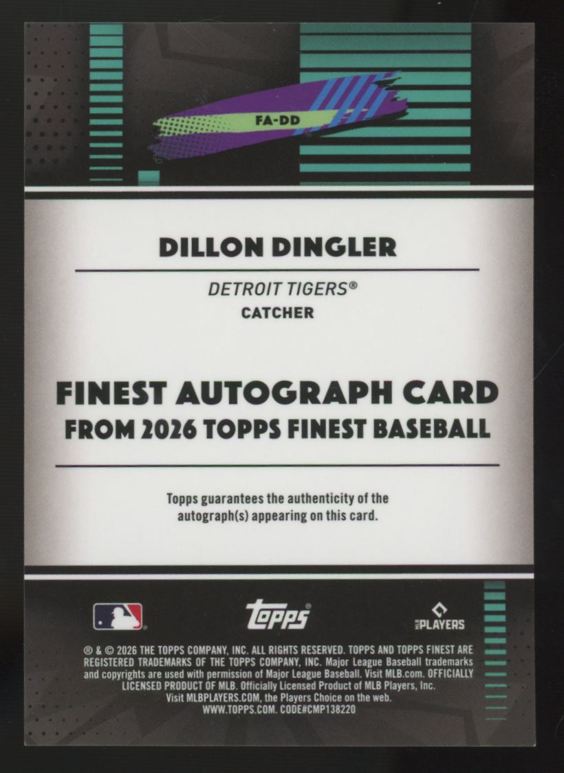 2026 Topps Finest Dillon Dingler Gold Geometric Refractor Auto /50 #FA-DD