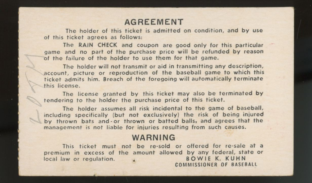 1973 MLB Baseball All Star Game 40th Anniversary Ticket Stub