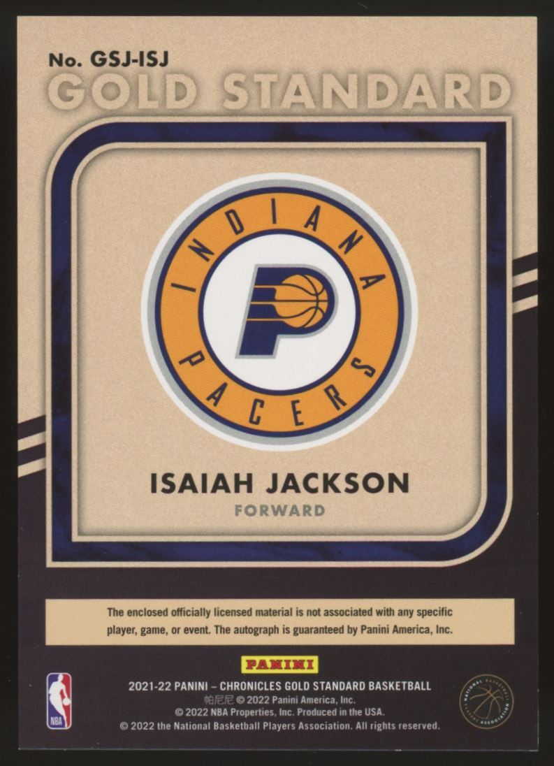 2021-22 Chronicles Gold Standard Isaiah Jackson RC Patch Auto RPA /5 #GSJ-ISJ