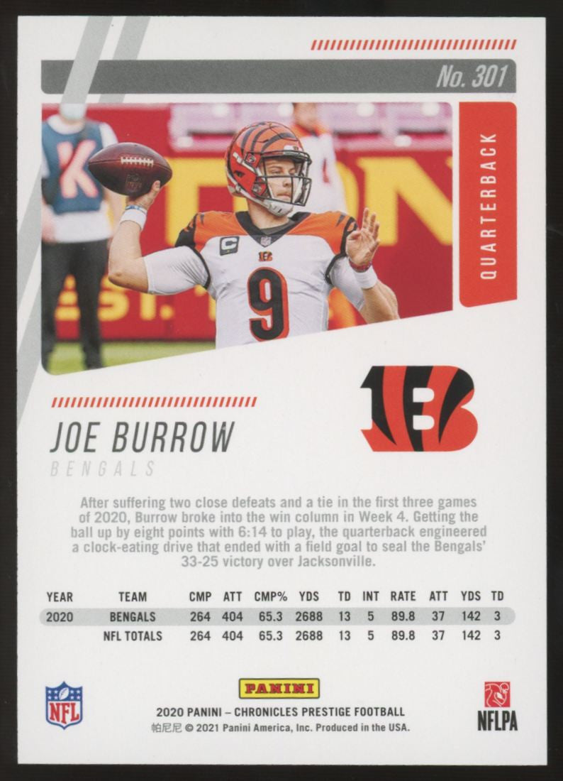 2020 Panini Chronicles Prestige Joe Burrow RC Xtra Points /199 #301