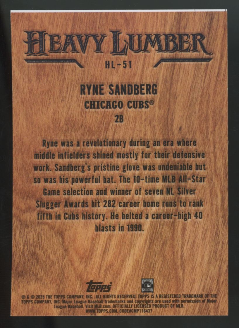 2025 Topps Update Ryne Sandberg Heavy Lumber #HL-51