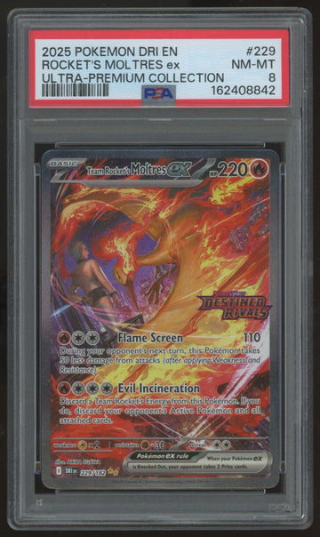 2025 Pokemon Team Rocket's Moltres ex Destined Rivals UPC Promo #229 PSA 8
