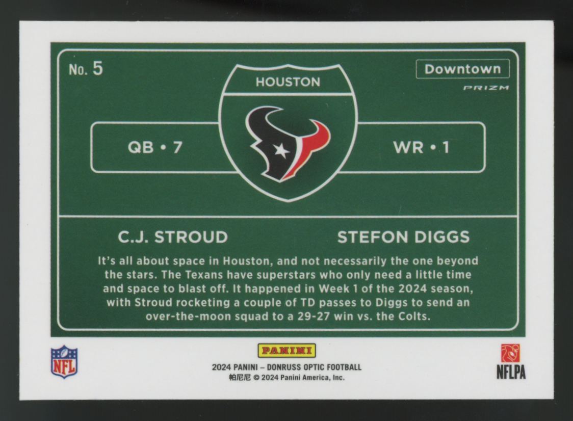 2024 Donruss Optic C.J. Stroud / Stefon Diggs Downtown Duos SSP #5