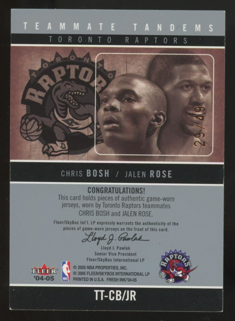 2004-05 Fleer Fresh Ink Chris Bosh/Jalen Rose Teammate Tandems Dual Patch /49
