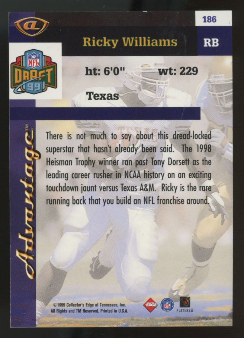 1999 Collector's Edge Advantage Ricky Williams RC Auto #186