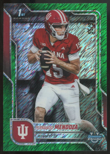 2025 Bowman Chrome University Fernando Mendoza 1st Green Shimmer /99 #109
