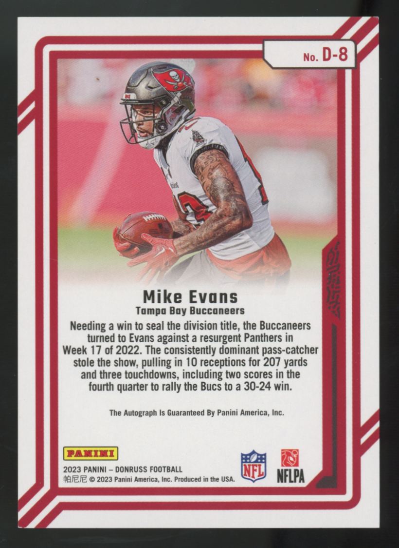 2023 Panini Donruss Mike Evans Dominators Auto /50 #D-8